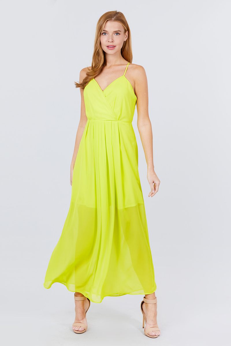 V-neck Cross Back Strap Detail Maxi Cami Dress - Absolute Fashion 2020