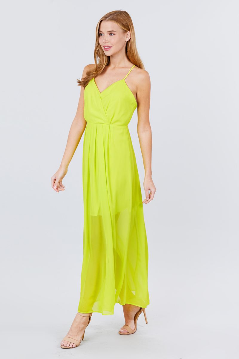V-neck Cross Back Strap Detail Maxi Cami Dress - Absolute Fashion 2020