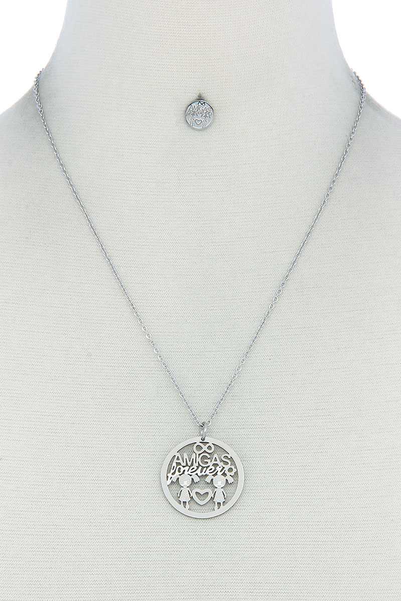 Amigas Forever Pendant Necklace And Earring Set - Absolute Fashion 2020