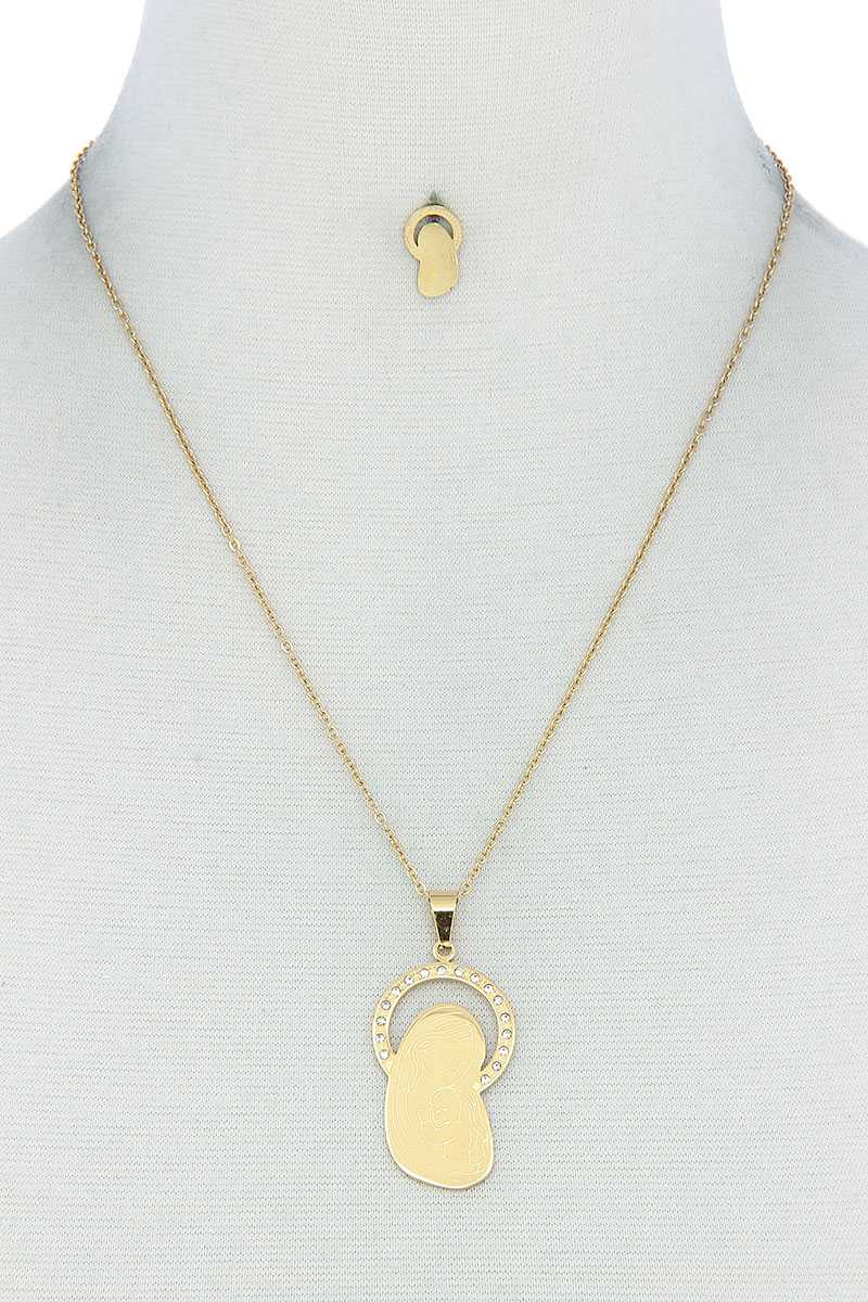 Fashion Stylish Mary Pendant Necklace And Earring Set - Absolute Fashion 2020