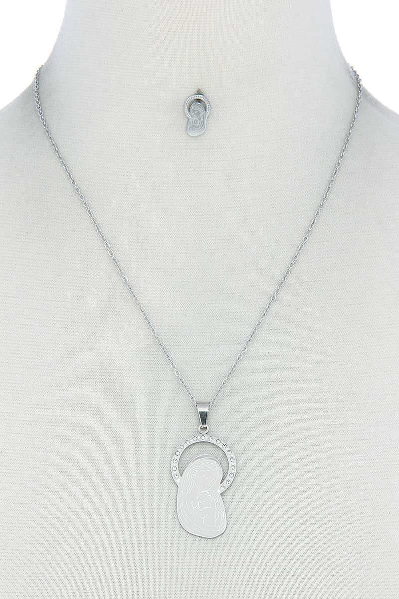 Fashion Stylish Mary Pendant Necklace And Earring Set - Absolute Fashion 2020