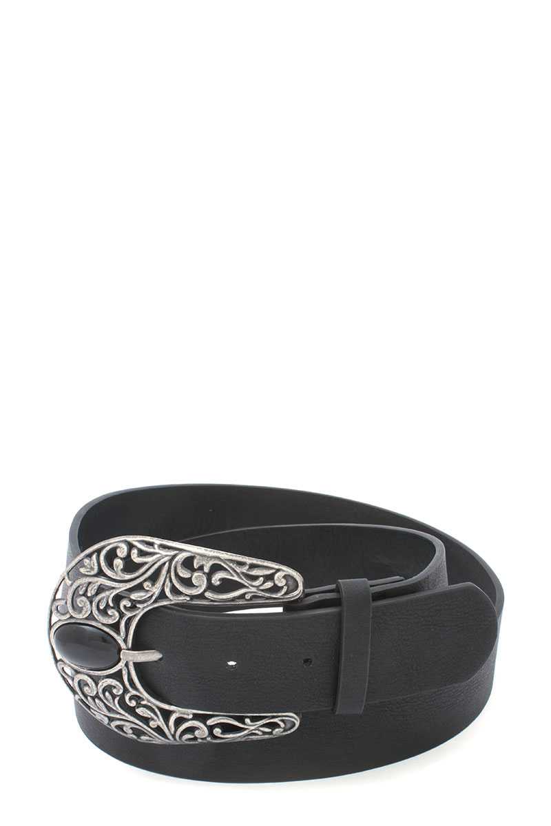 Cut Out Filiree Metal Buckle Pu Leather Belt - Absolute Fashion 2020