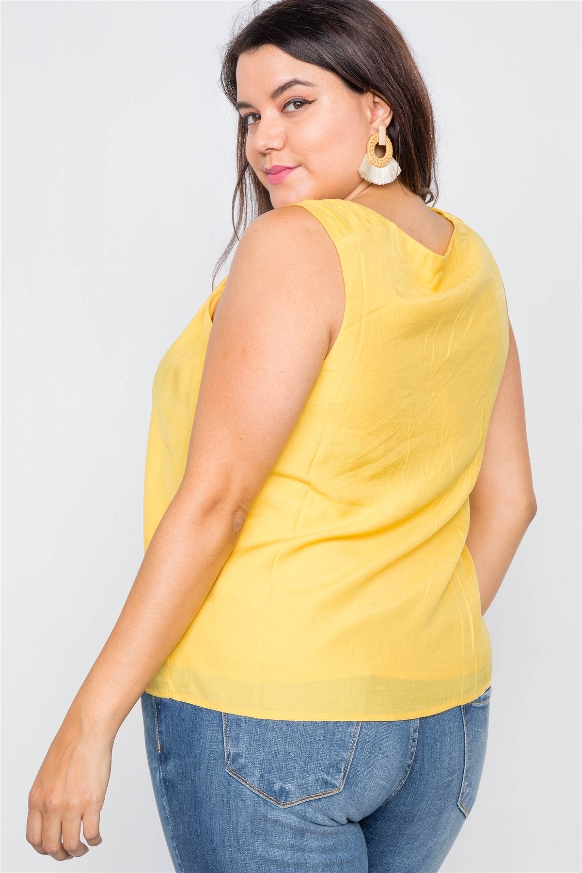 Canary Yellow V-neck Gathered Shoulder Casual Top - Absolute Fashion 2020