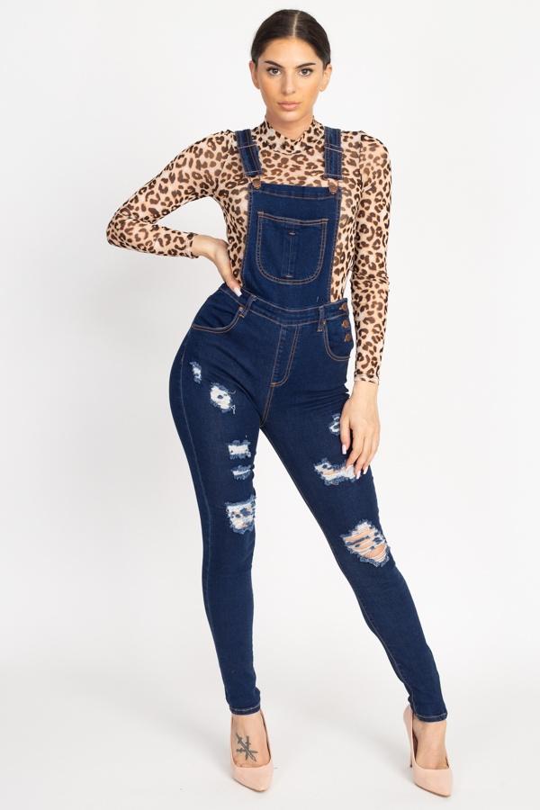 Distressed Denim Skinny Overalls - Absolute Fashion 2020