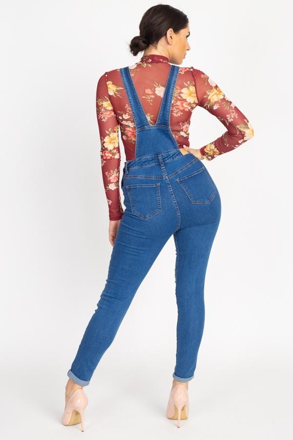Distressed Denim Skinny Overalls - Absolute Fashion 2020
