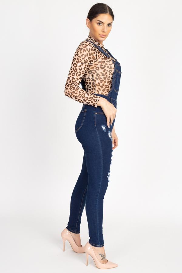 Distressed Denim Skinny Overalls - Absolute Fashion 2020