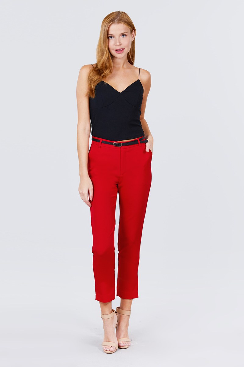 Classic Woven Pants W/belt - Absolute Fashion 2020