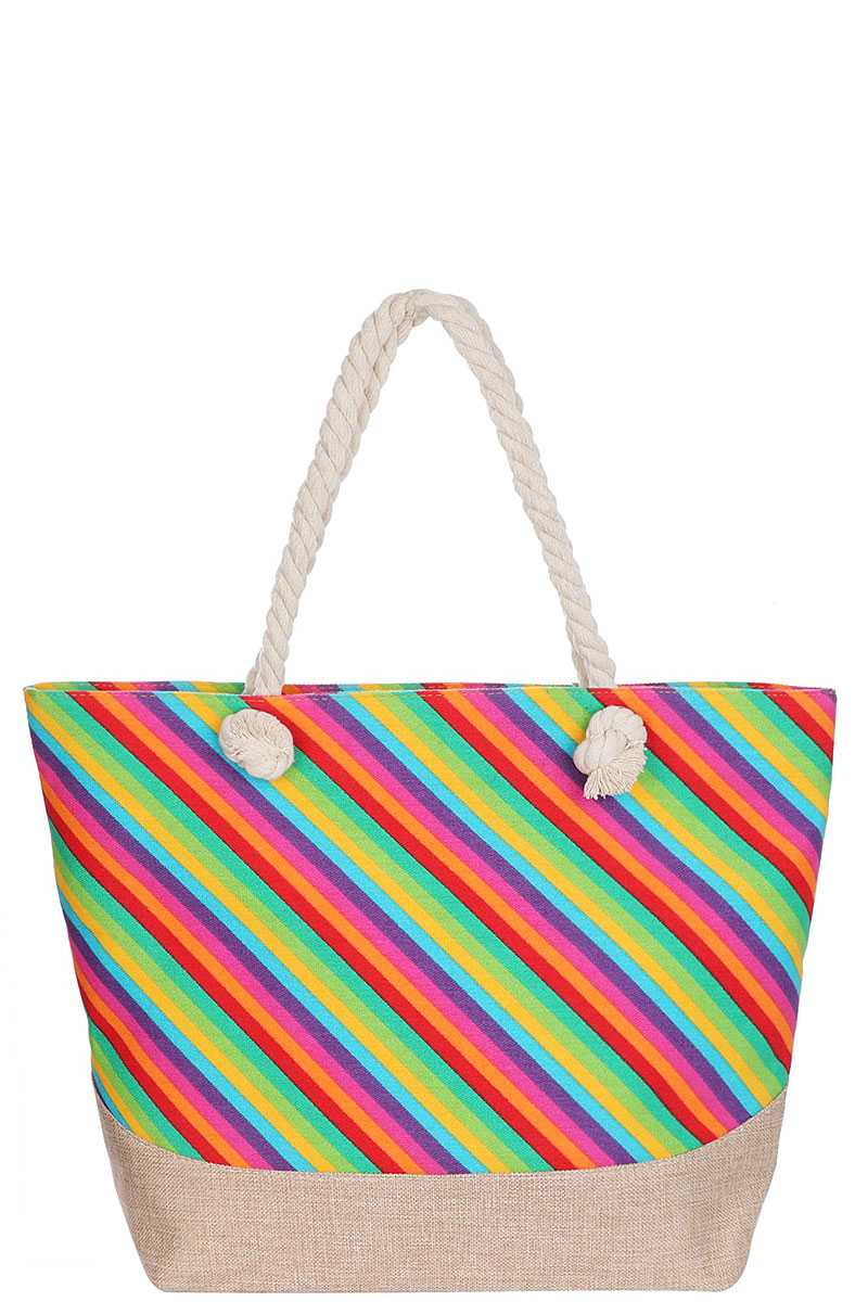 Fashion Rainbow Natural Shopper Bag - Absolute Fashion 2020