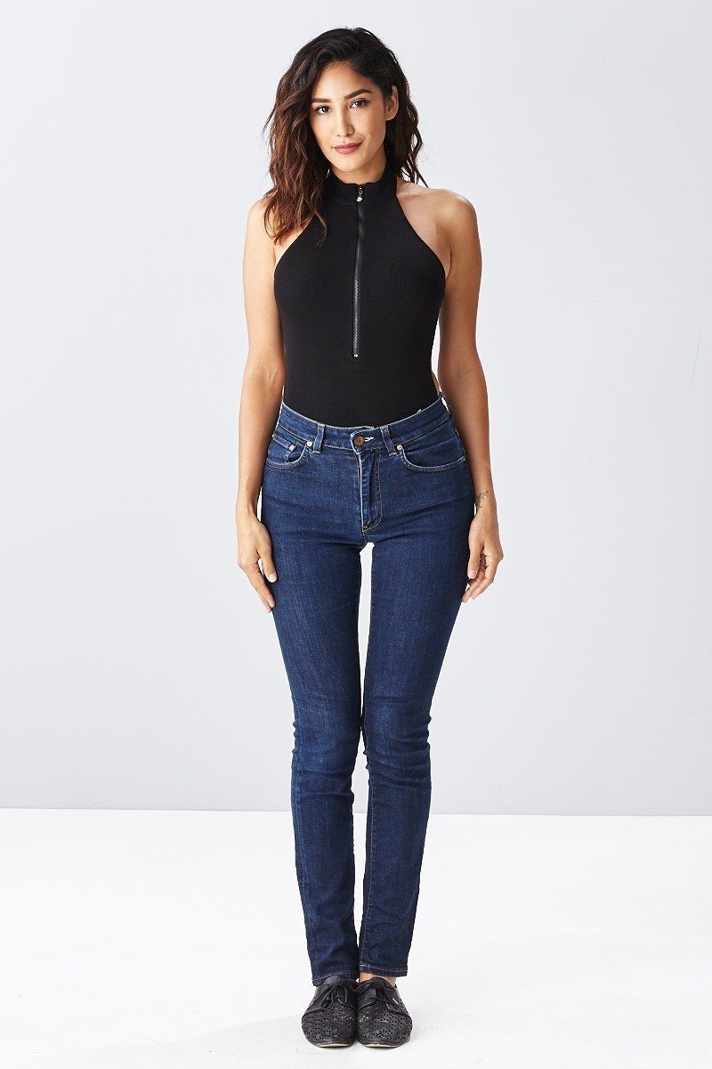 Solid Choker Neck Zipper Front Bodysuit - Absolute Fashion 2020