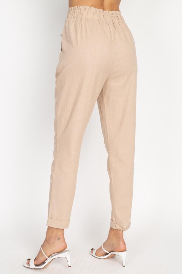 Belted Linen Paper Bag Pants - Absolute Fashion 2020