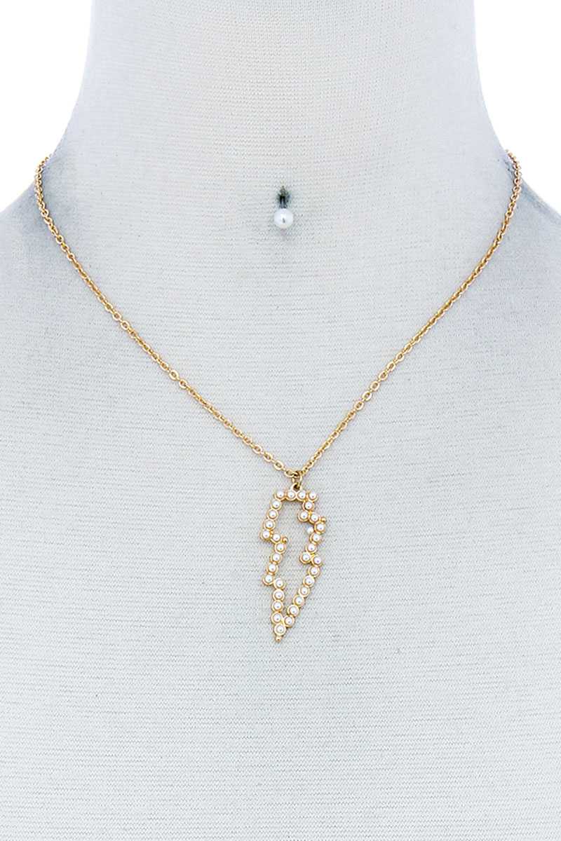 Fashion Stylish Hollow Lightning Pendant Necklace And Earring Set - Absolute Fashion 2020