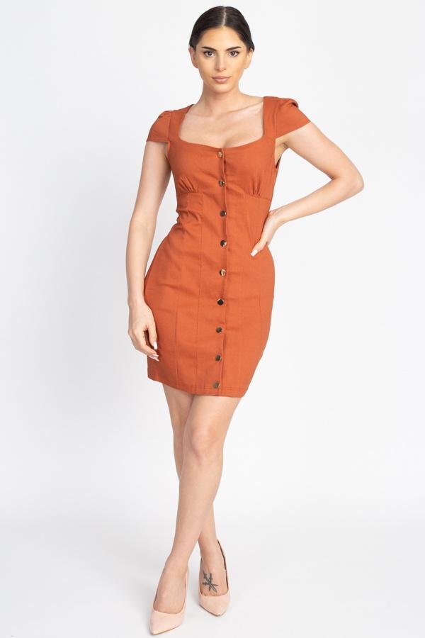 Short Cap Button Down Mini Dress - Absolute Fashion 2020