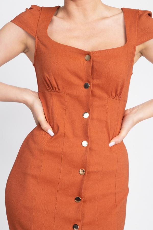 Short Cap Button Down Mini Dress - Absolute Fashion 2020