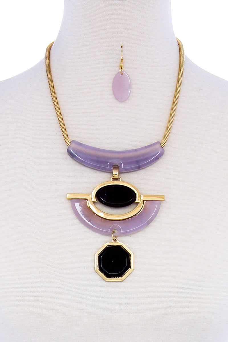 Stylish Acetate Organic Shape Chunky Necklace And Earring Set - Absolute Fashion 2020