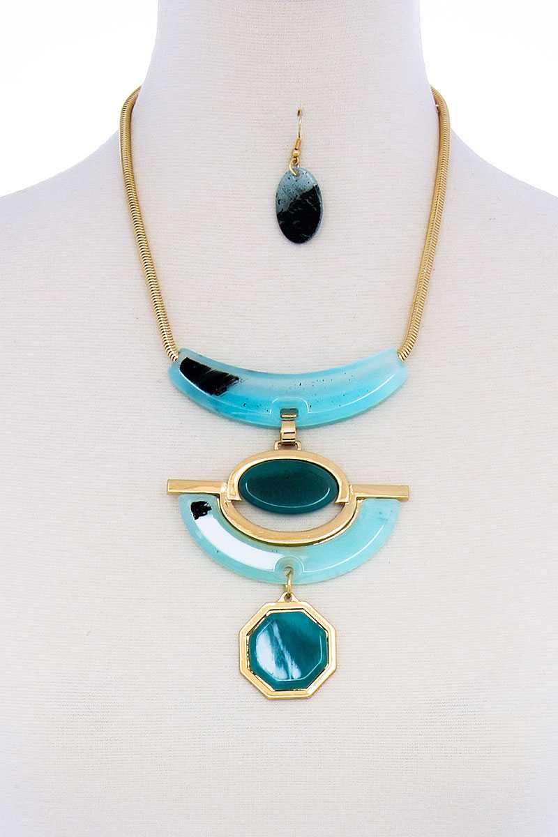 Stylish Acetate Organic Shape Chunky Necklace And Earring Set - Absolute Fashion 2020