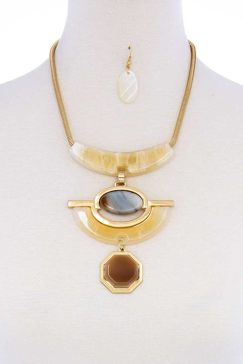 Stylish Acetate Organic Shape Chunky Necklace And Earring Set - Absolute Fashion 2020