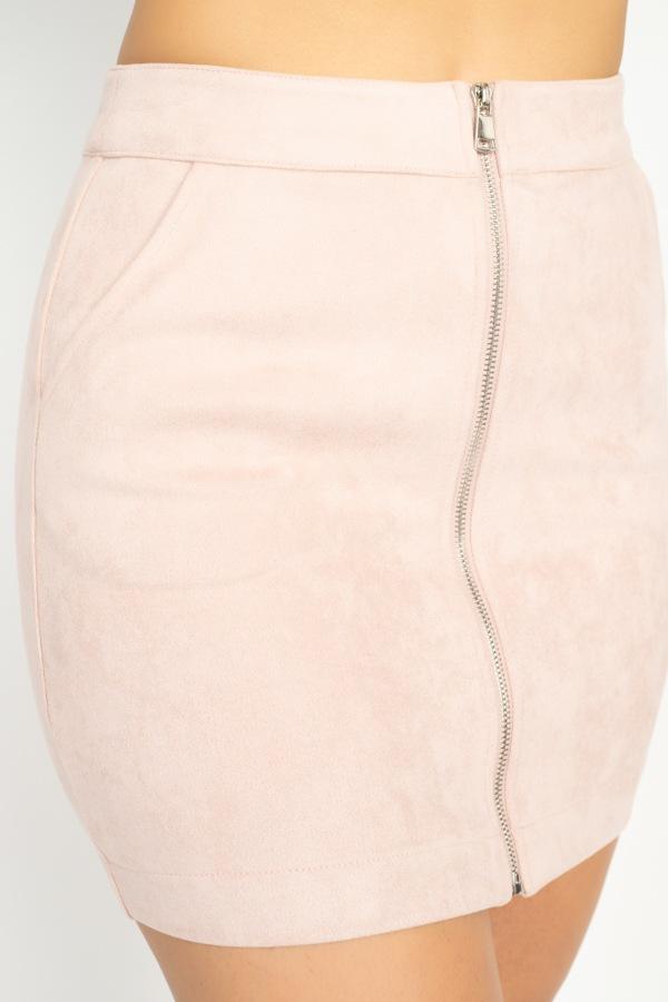 Faux Suede Front Zip Skirt - Absolute Fashion 2020
