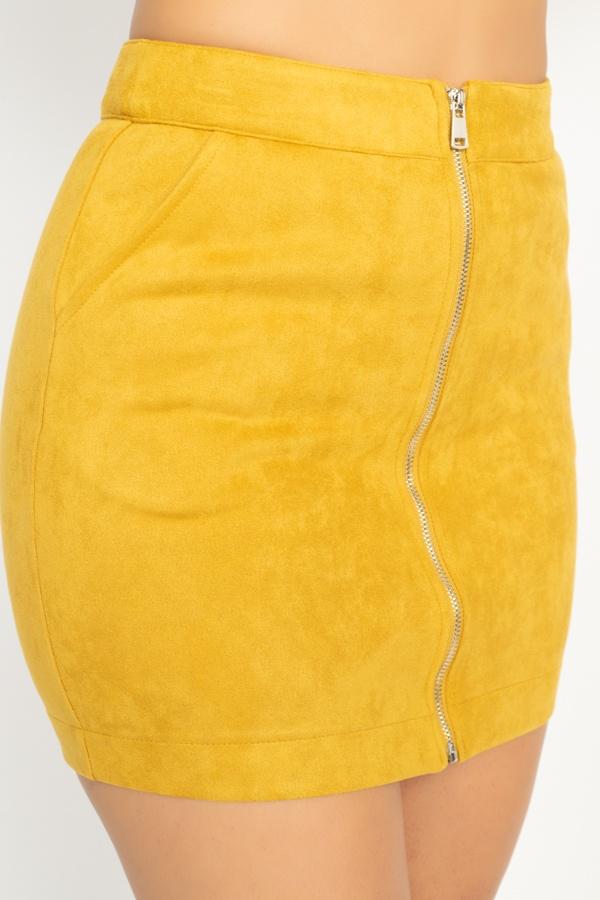 Faux Suede Front Zip Skirt - Absolute Fashion 2020
