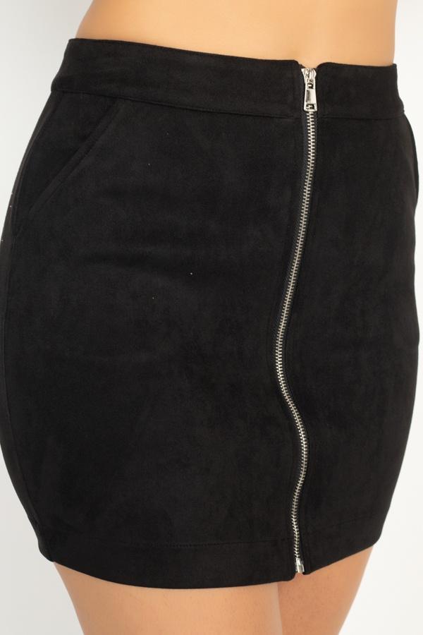 Faux Suede Front Zip Skirt - Absolute Fashion 2020