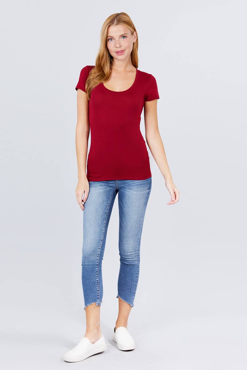 Short Sleeve Scoop Neck Tee - Absolute Fashion 2020