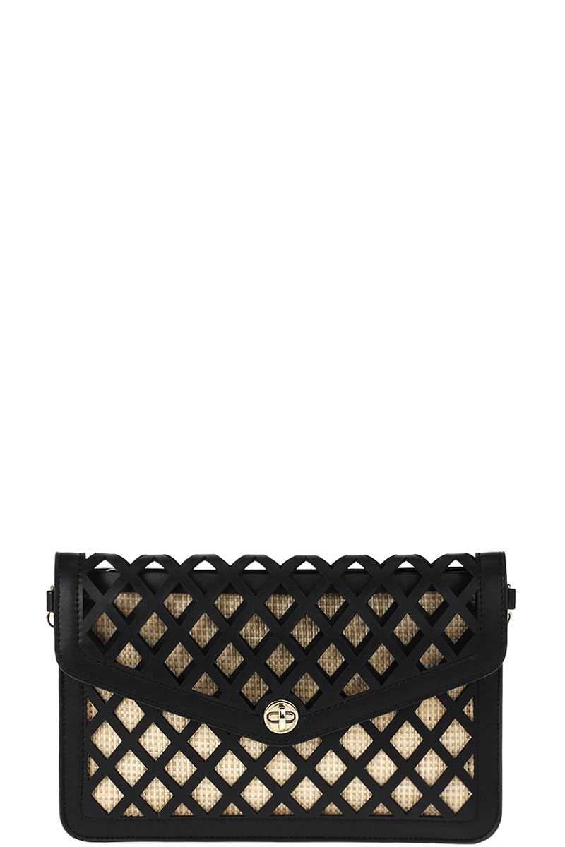 Stylish Diamond Cut Out Envelope Clutch With Shoulder Strap - Absolute Fashion 2020