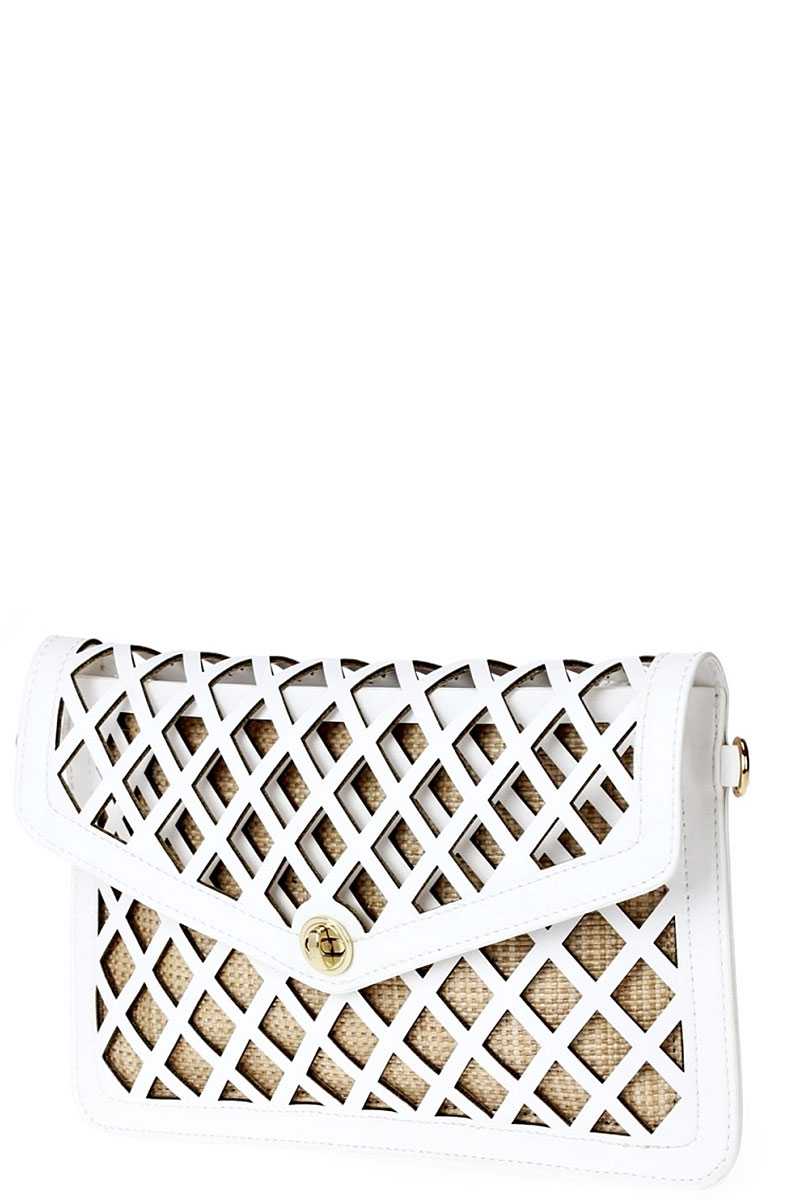 Stylish Diamond Cut Out Envelope Clutch With Shoulder Strap - Absolute Fashion 2020