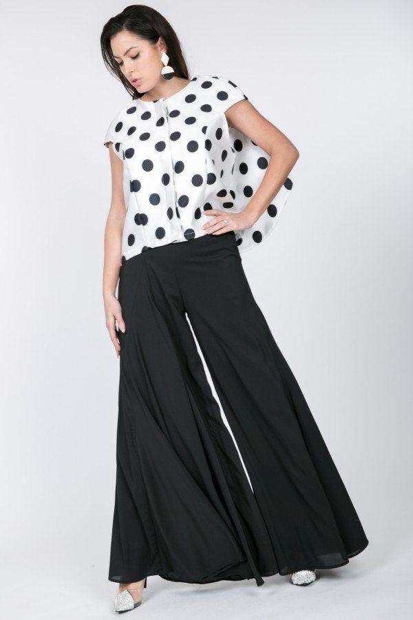 Cascade Ruffle Detail Polka Dot Print Top - Absolute Fashion 2020