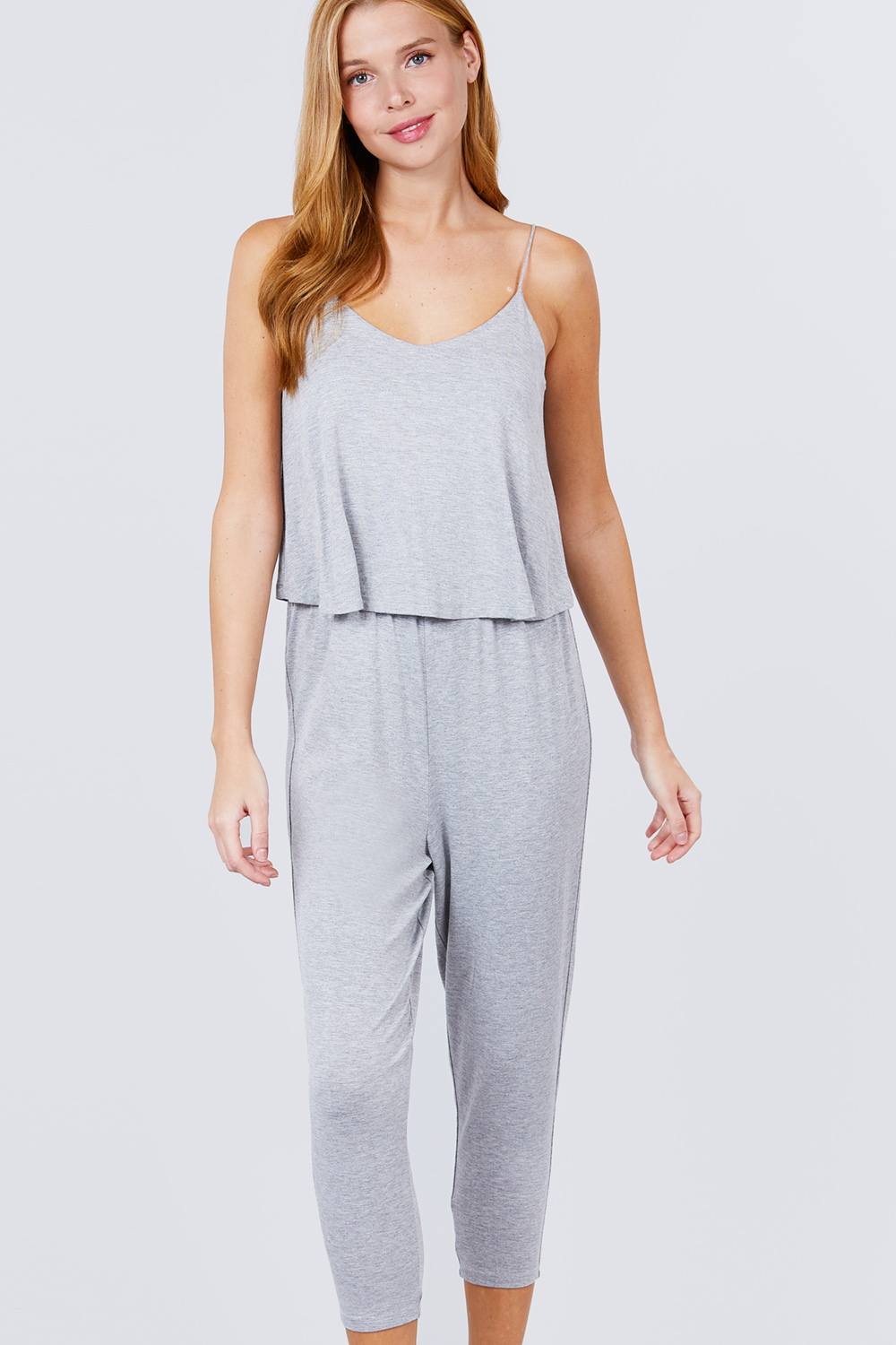 Cami Layered Top Capri Knit Jumpsuit - Absolute Fashion 2020