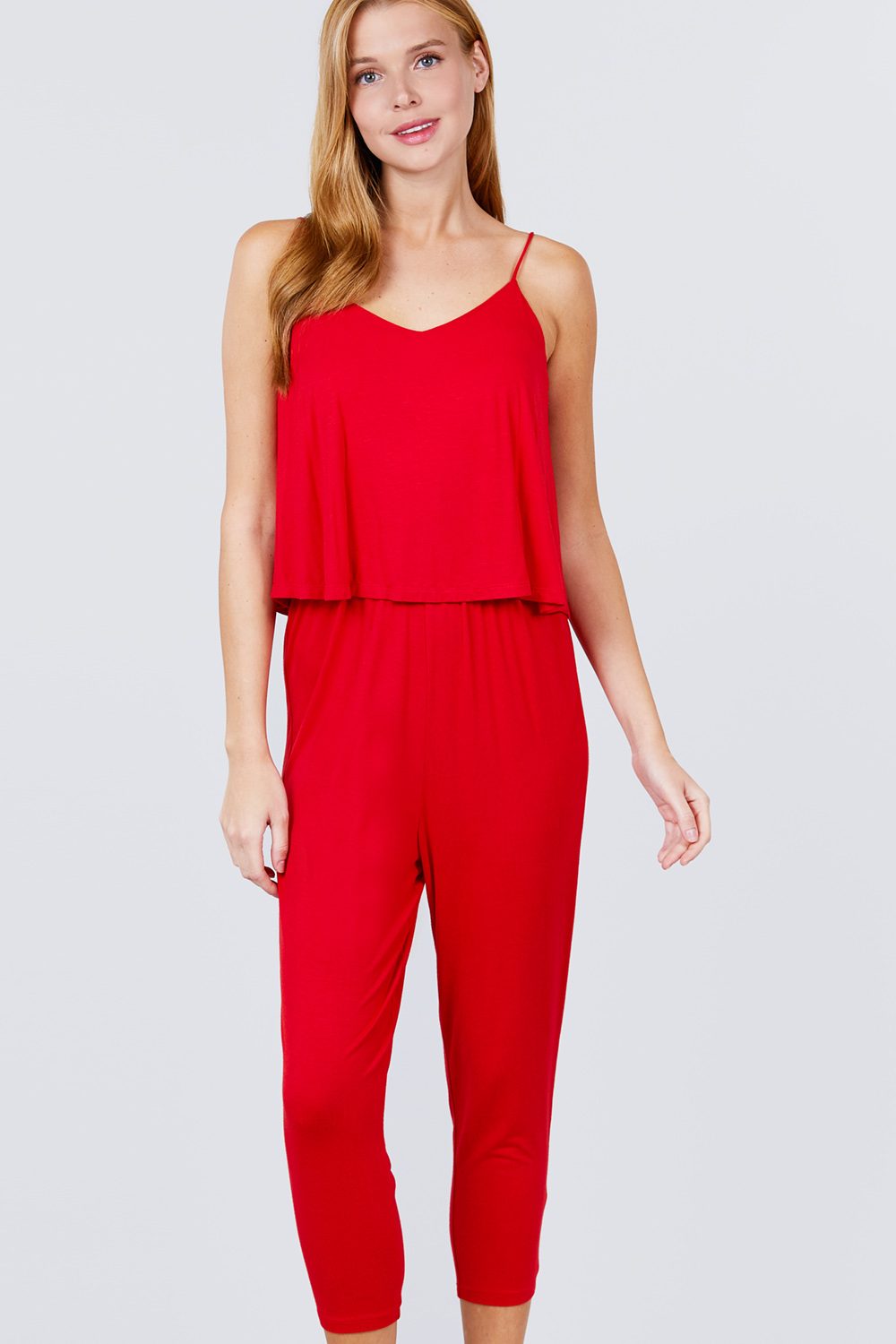 Cami Layered Top Capri Knit Jumpsuit - Absolute Fashion 2020