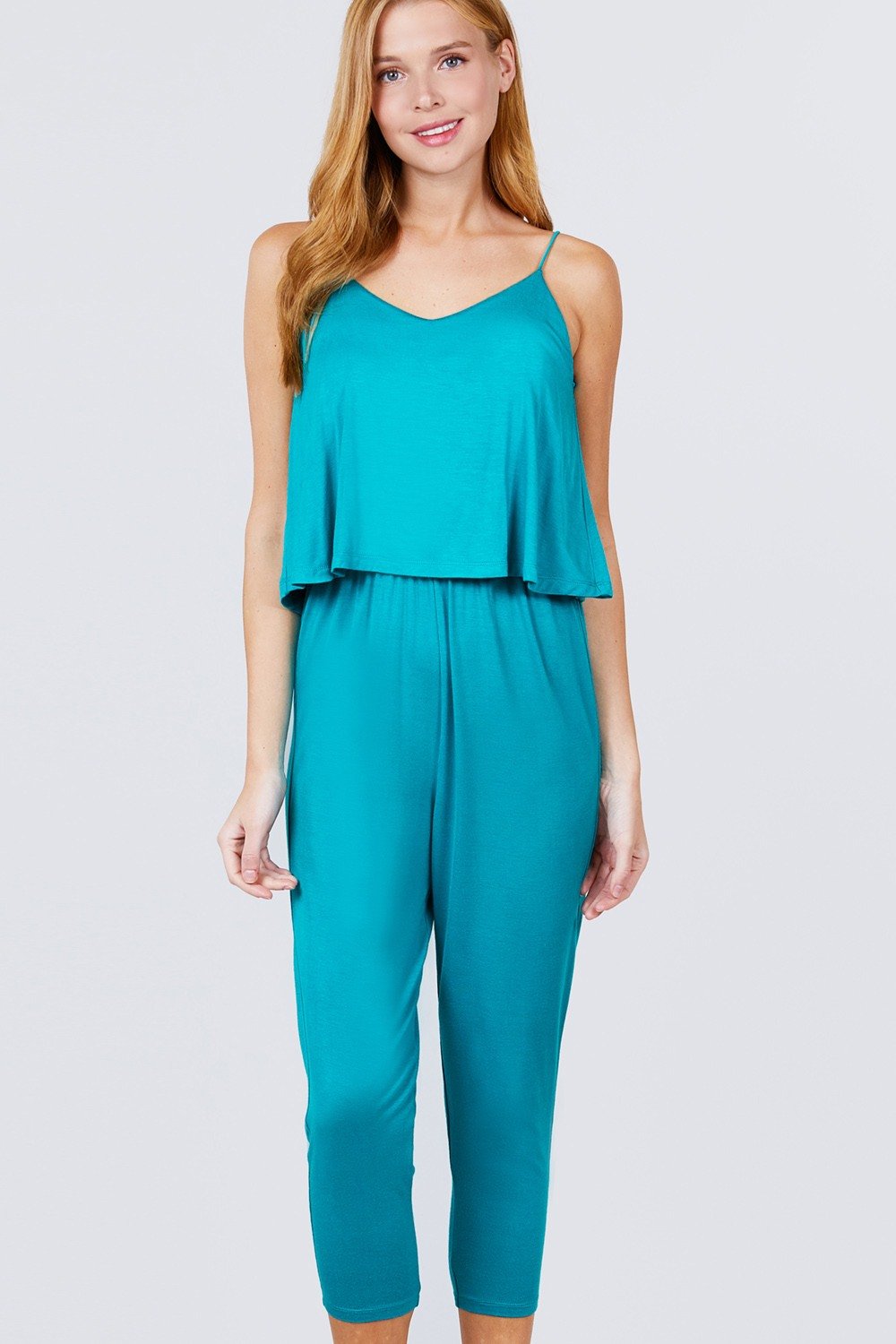 Cami Layered Top Capri Knit Jumpsuit - Absolute Fashion 2020