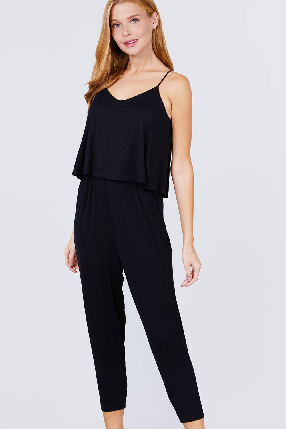 Cami Layered Top Capri Knit Jumpsuit - Absolute Fashion 2020
