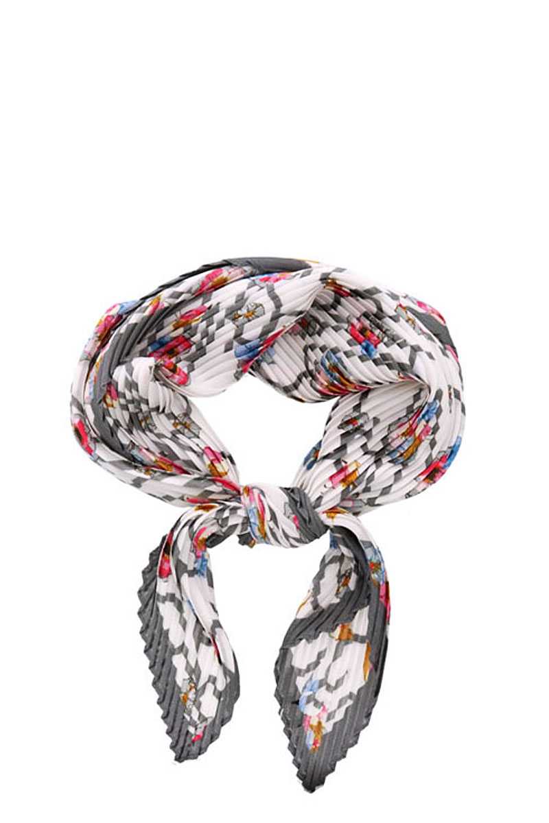 Designer Floral Print Pleated Bandana Scarf - Absolute Fashion 2020