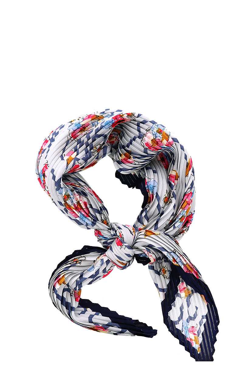 Designer Floral Print Pleated Bandana Scarf - Absolute Fashion 2020