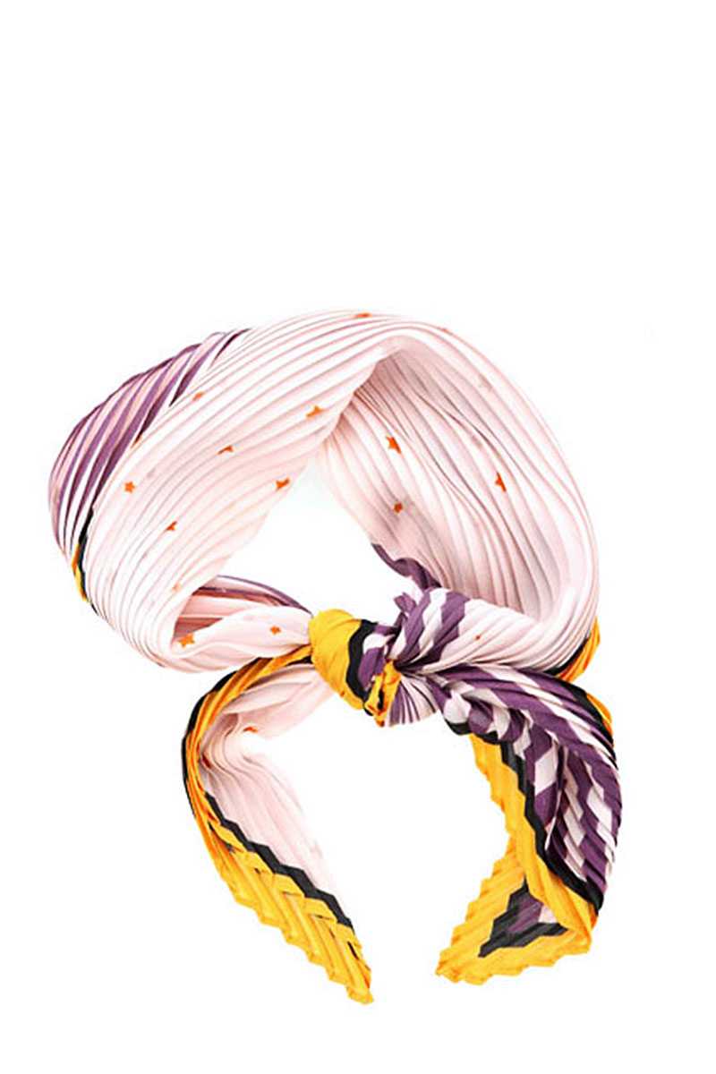 Stripe Little Star Print Pleated Bandana - Absolute Fashion 2020