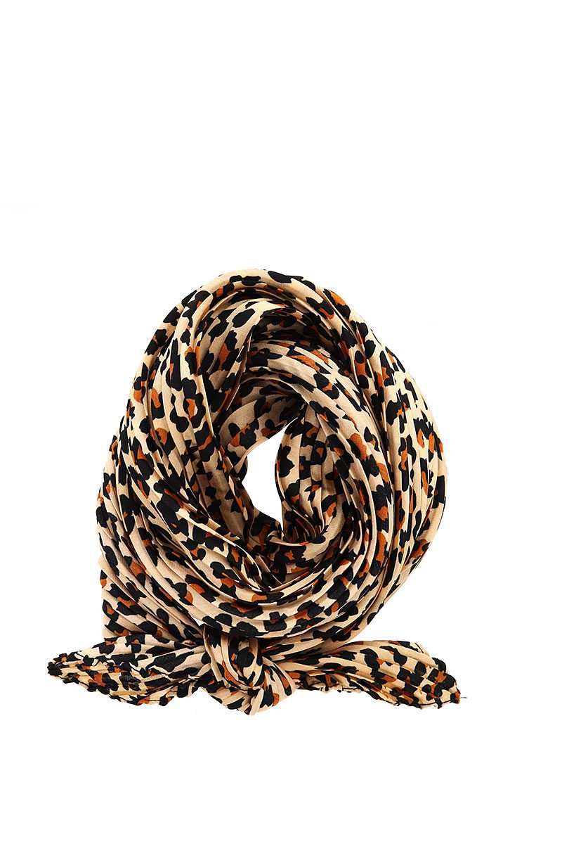 Designer Pleated Leopard Print Scarf - Absolute Fashion 2020