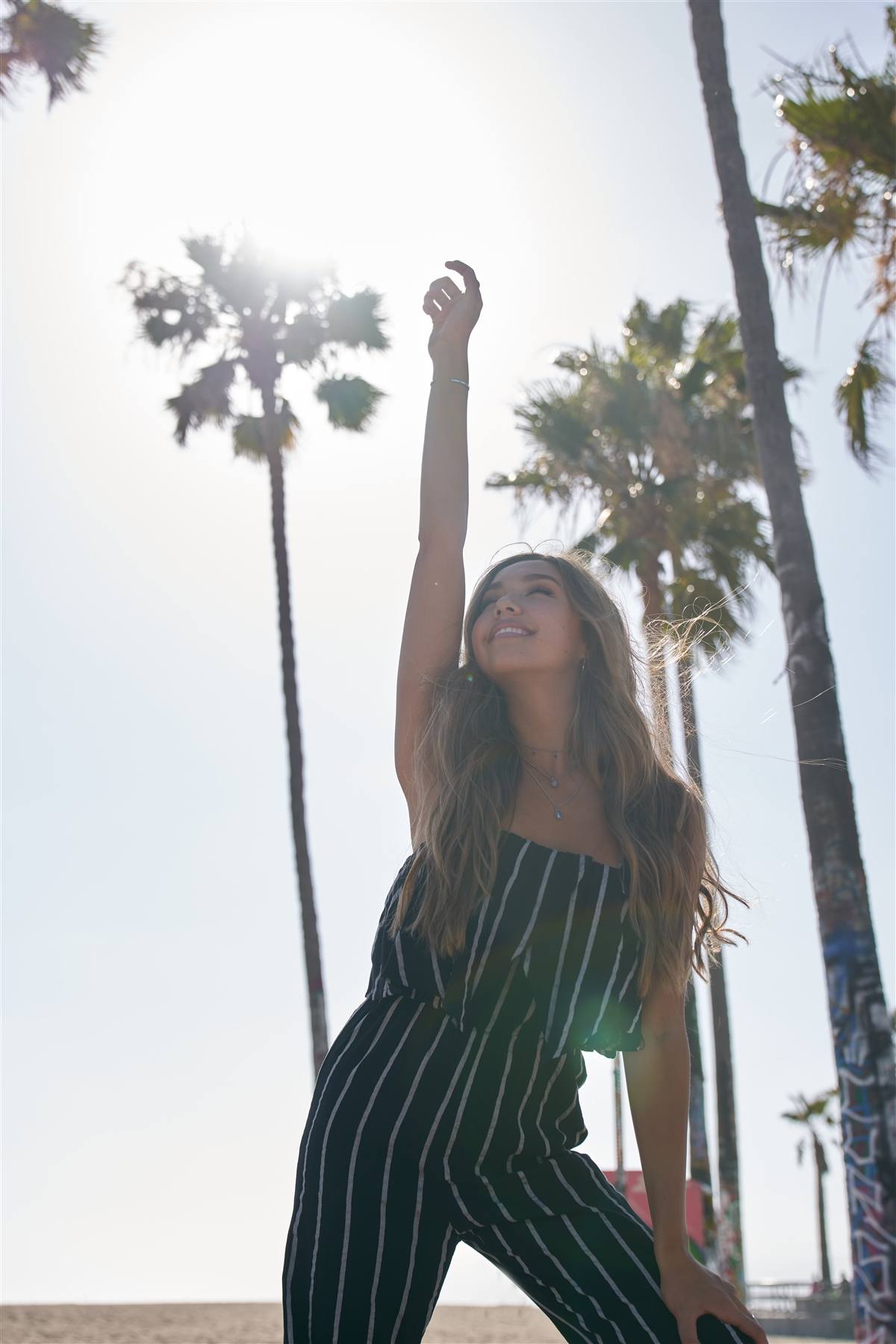 Stripe Buckle Shoulder Wide Leg Jumpsuit - Absolute Fashion 2020