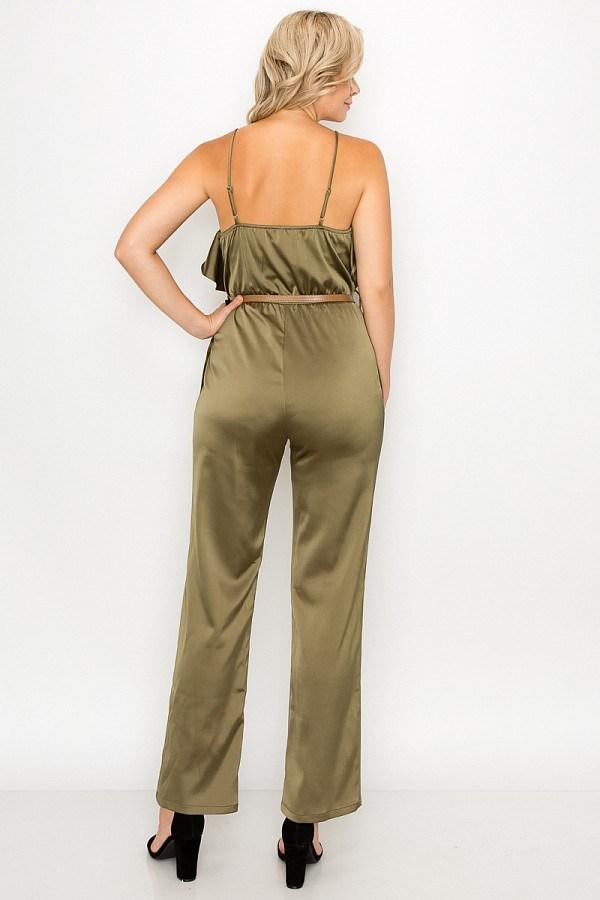 Ruffle Trim Belted Jumpsuit - Absolute Fashion 2020
