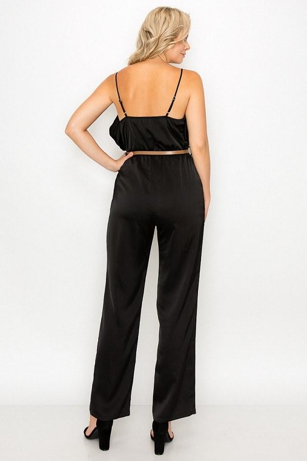 Ruffle Trim Belted Jumpsuit - Absolute Fashion 2020