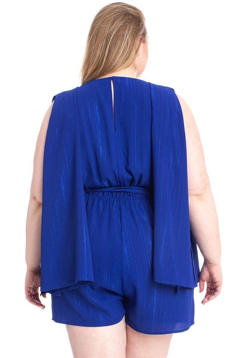 Shimmer Fabric Draped Open Sleeve Romper - Absolute Fashion 2020