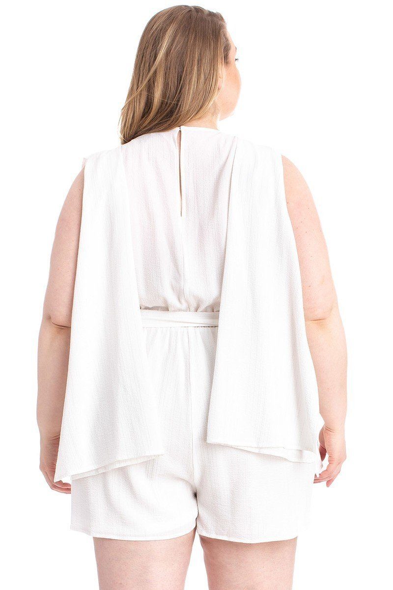 Shimmer Fabric Draped Open Sleeve Romper - Absolute Fashion 2020