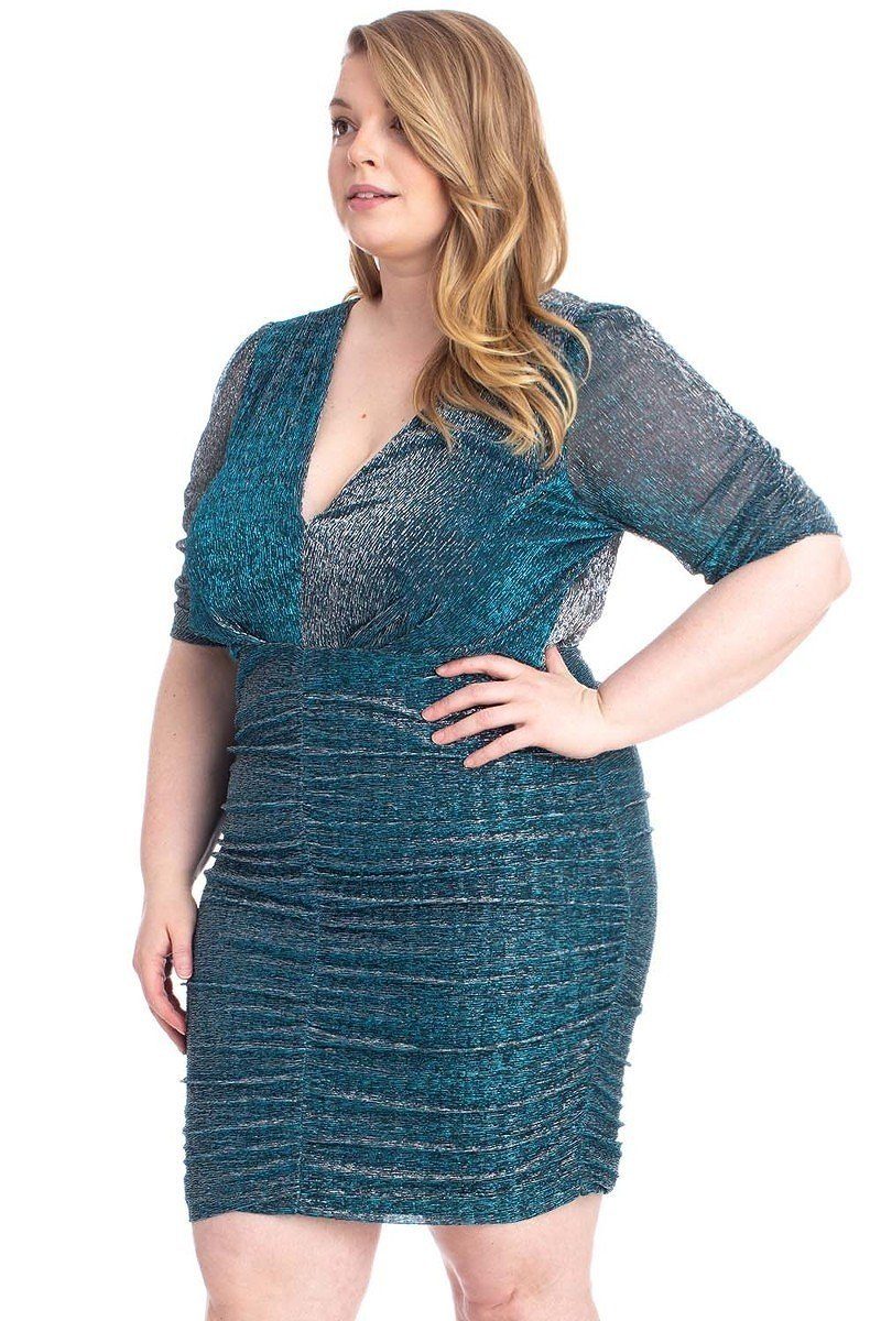 Ribbed Shimmer Shirring Mini Dress - Absolute Fashion 2020