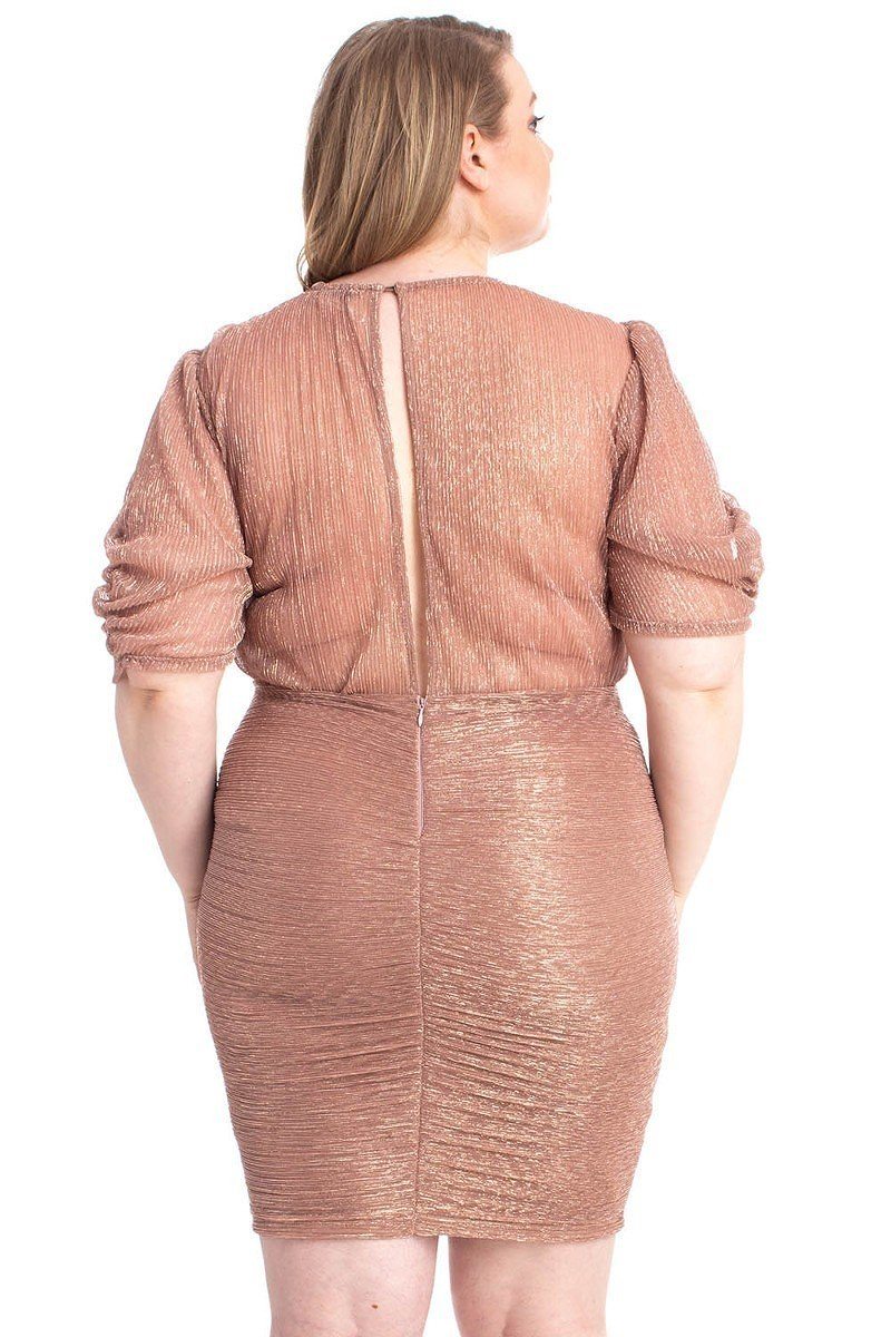 Ribbed Shimmer Shirring Mini Dress - Absolute Fashion 2020