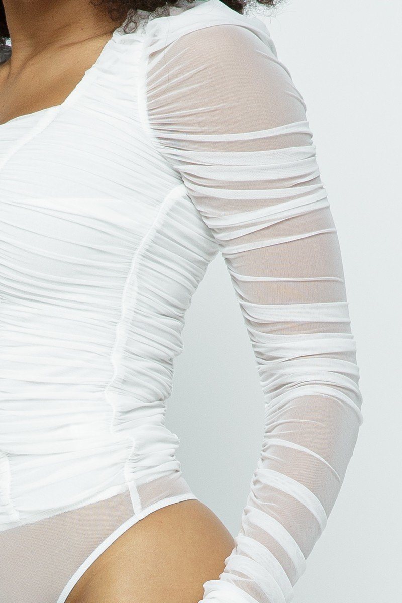 Ruched Lslv Wrinkle Bodysuit - Absolute Fashion 2020