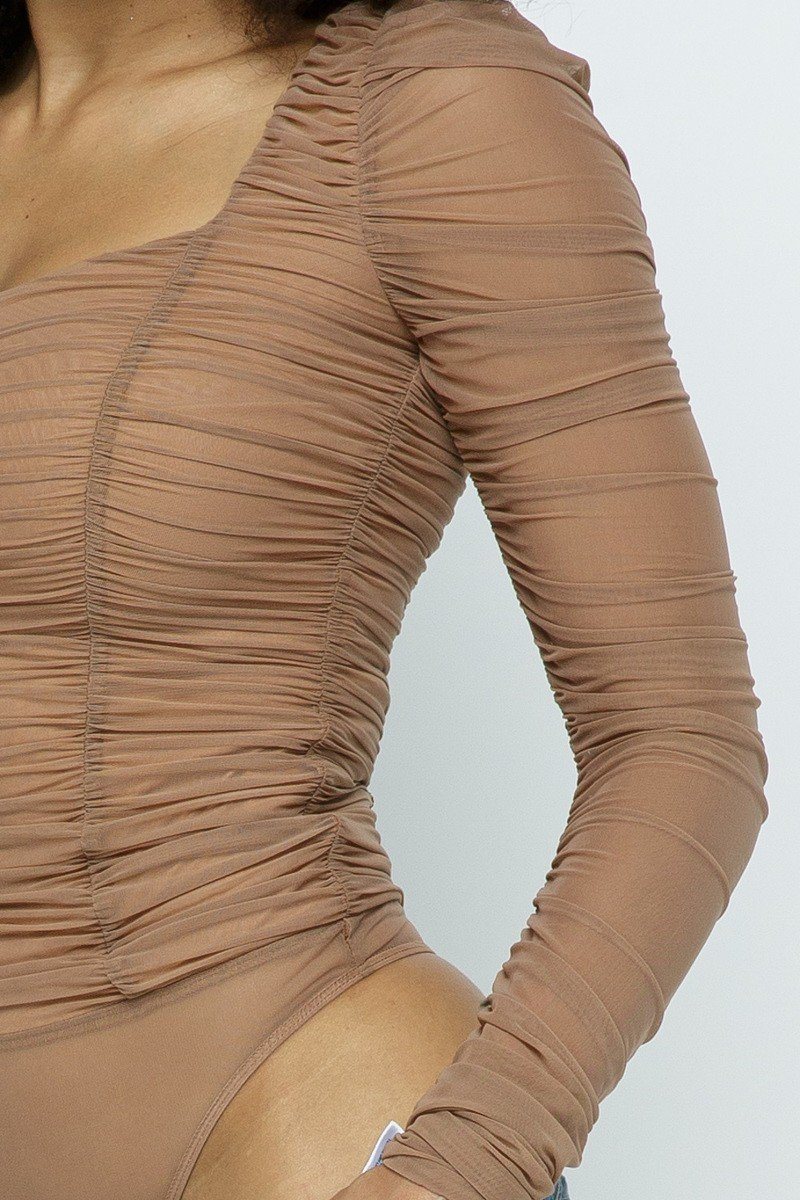 Ruched Lslv Wrinkle Bodysuit - Absolute Fashion 2020