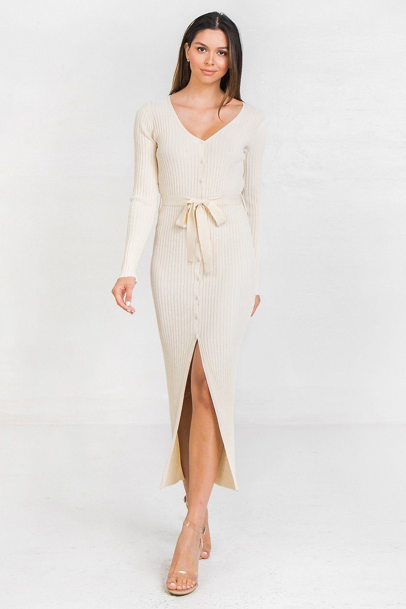 A Ribbed Sweater Knit Maxi Dress - Absolute Fashion 2020