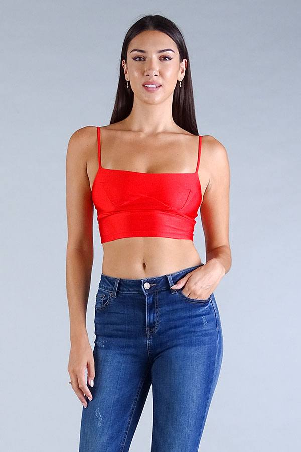 Sexy Spaghetti Strap Darted Under Bust Crop Top - Absolute Fashion 2020