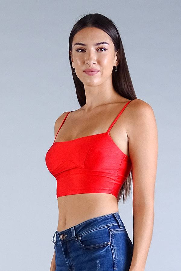 Sexy Spaghetti Strap Darted Under Bust Crop Top - Absolute Fashion 2020