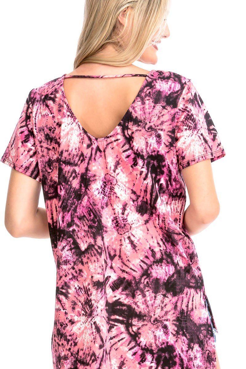 Tie Dye Print Short Sleeve Top - Absolute Fashion 2020