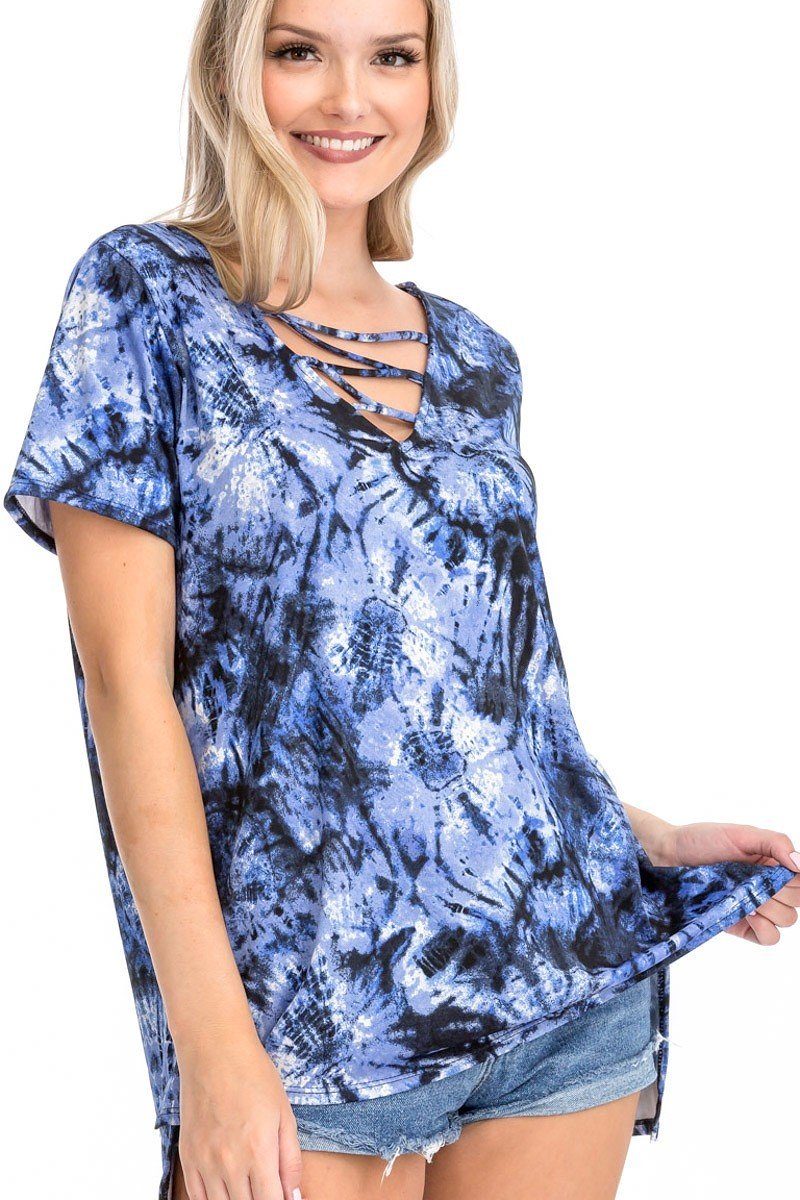 Tie Dye Print Short Sleeve Top - Absolute Fashion 2020