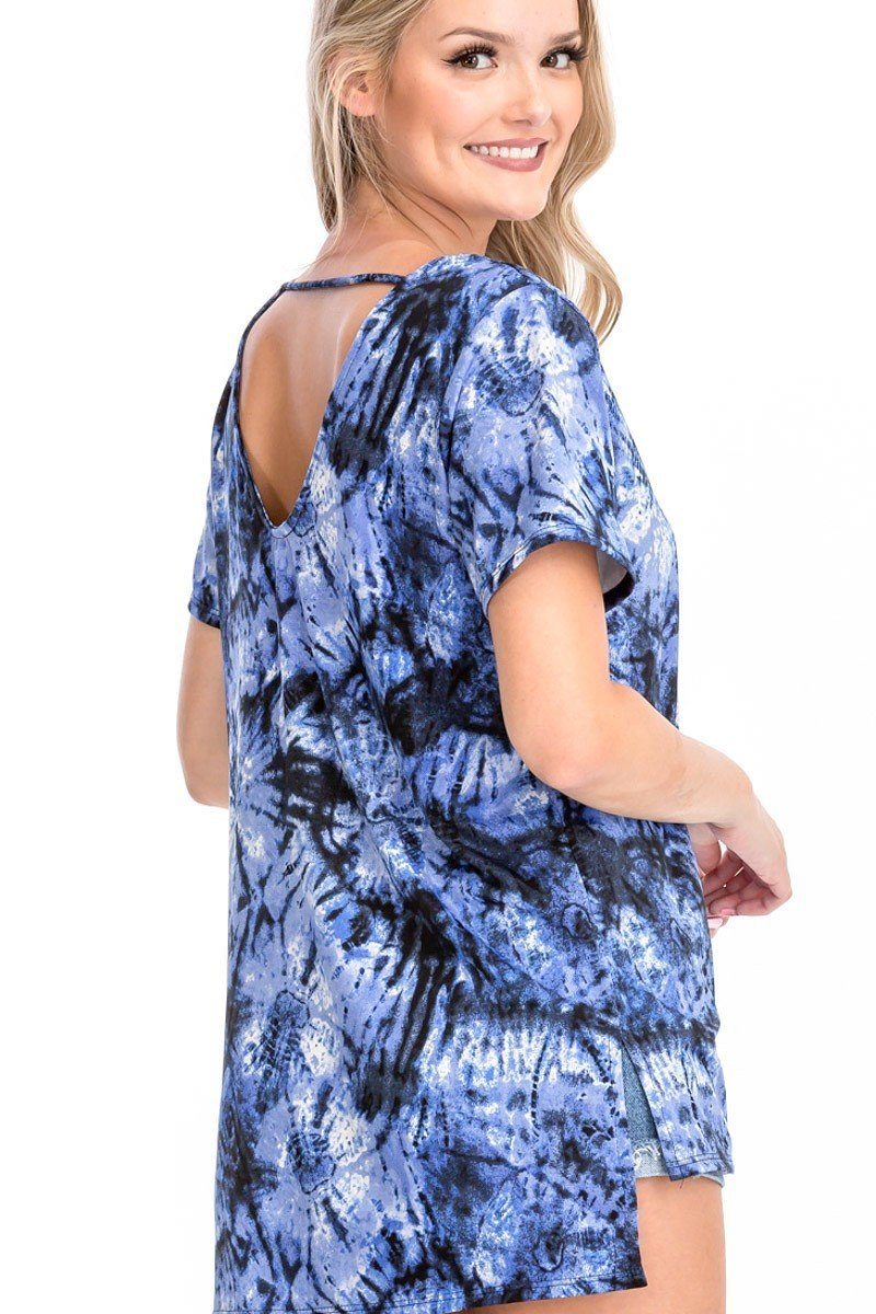 Tie Dye Print Short Sleeve Top - Absolute Fashion 2020